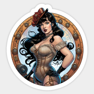 Atompunk Bettie Page Sticker